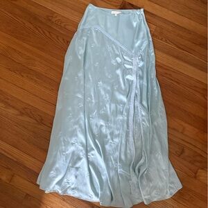 LoveShackFancy Blue Satin Skirt